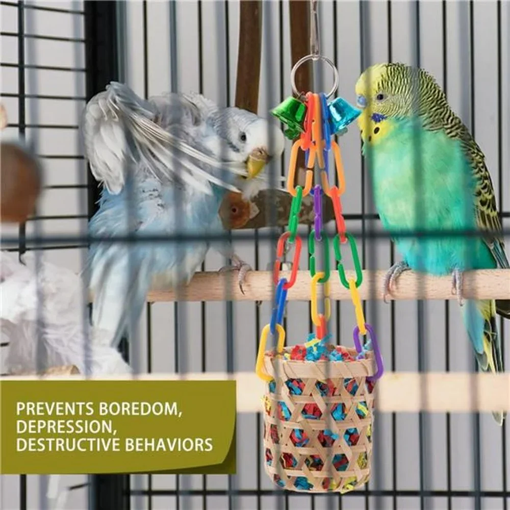 6 Pack Bird Colorful Chewing Toys Parrot Foraging Shredder Toys Shred Hanging